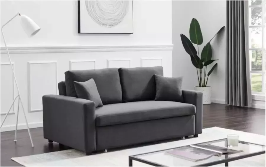 Vente-unique Driezits bedbank van stof INIZOR Antraciet L 168 cm x H 85 cm x D 101 cm - Foto 2