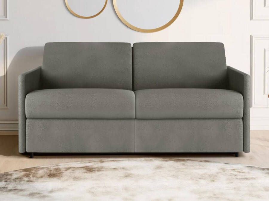 Vente-unique Driezits express bedbank van stof CALIFE Licht grijs Slaap afmeting 140 cm matras 18 cm L 170 cm x H 97 cm x D 223 cm