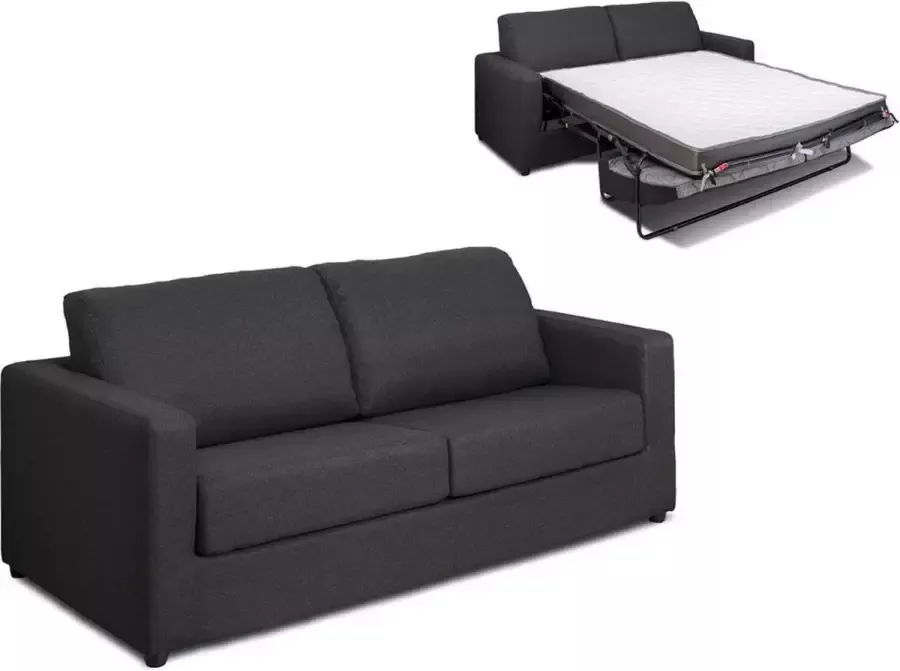 Vente-unique Driezits express slaapbank van antraciet stof DONETO L 194 cm x H 90 cm x D 223 cm - Foto 4