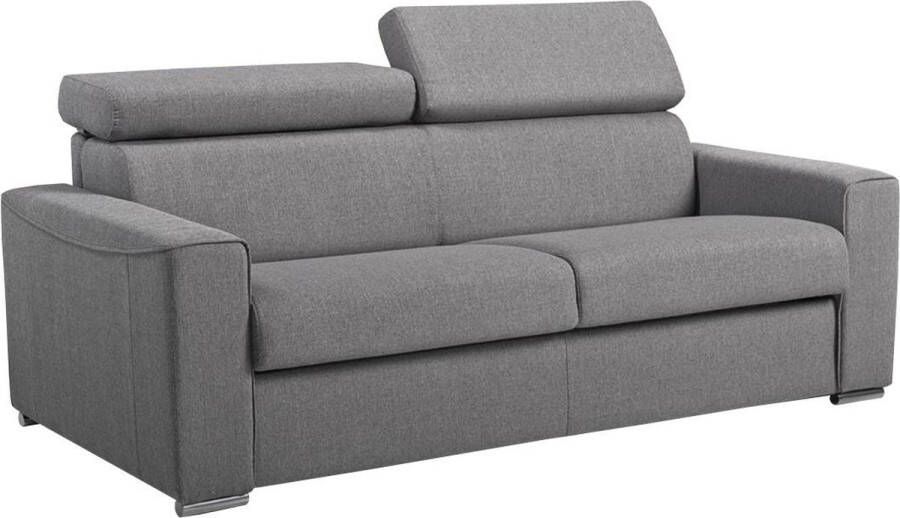 Vente-unique Driezits express slaapbank van stof VIZIR Grijs Slaapafmeting met brede latten 140 cm Matras 18 cm L 196 cm x H 95 cm x D 94 cm - Foto 4