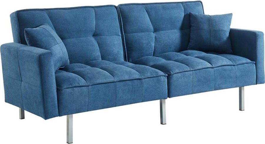 Driezits klik-klak slaapbank van stof MINEY Blauw L 198 cm x H 83 cm x D 89 cm - Foto 2