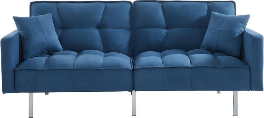 Driezits klik-klak slaapbank van stof MINEY Blauw L 198 cm x H 83 cm x D 89 cm - Foto 3