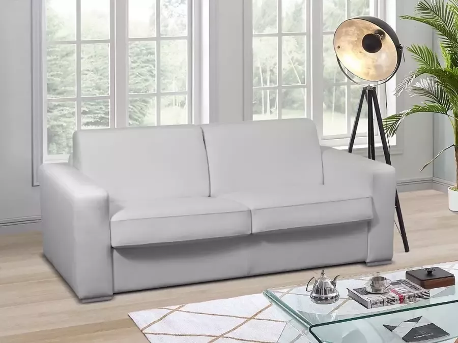 LINEA SOFA Driezits slaapbank 100% buffelleer DELECTEA II Wit L 200 cm x H 84 cm x D 100 cm - Foto 1