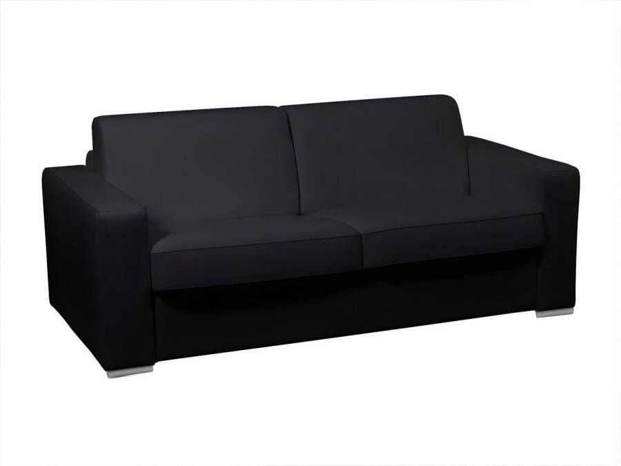 LINEA SOFA Driezits slaapbank 100% buffelleer DELECTEA II Zwart L 200 cm x H 84 cm x D 100 cm - Foto 1