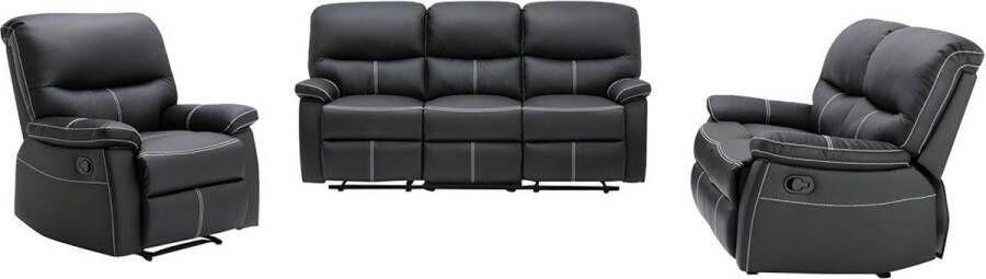 Vente-unique Driezits- tweezitsbank en fauteuil CANBY Kunstleer Zwart L 183 cm x H 95 cm x D 90 cm