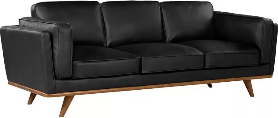 Driezitsbank 100% hoogwaardig leer SAHEL Zwart L 220 cm x H 83 cm x D 95 cm - Foto 2