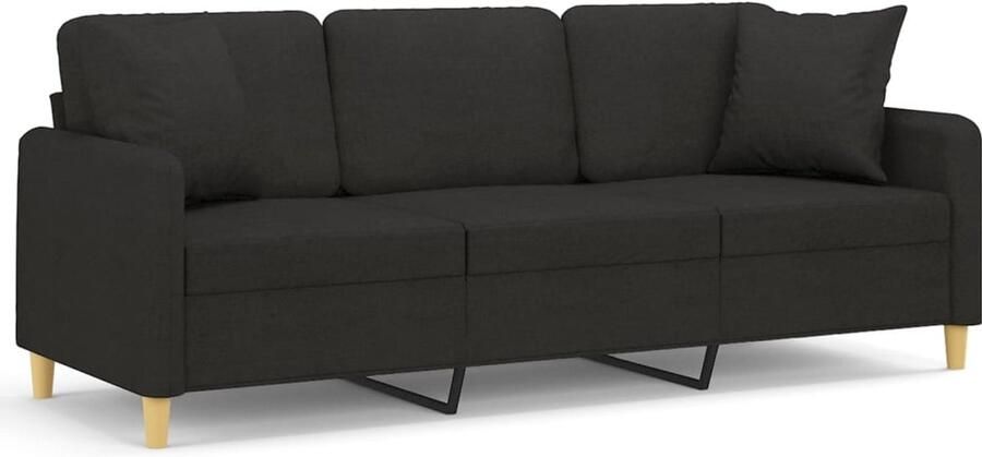 Vida XL vidaXL Driezitsbank met sierkussens 180 cm stof zwart-VXL-3200833 - Foto 8