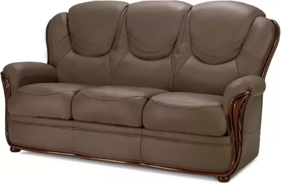 Driezitsbank ADELAIDE 100% buffelleer Taupe L 192 cm x H 103 cm x D 92 cm