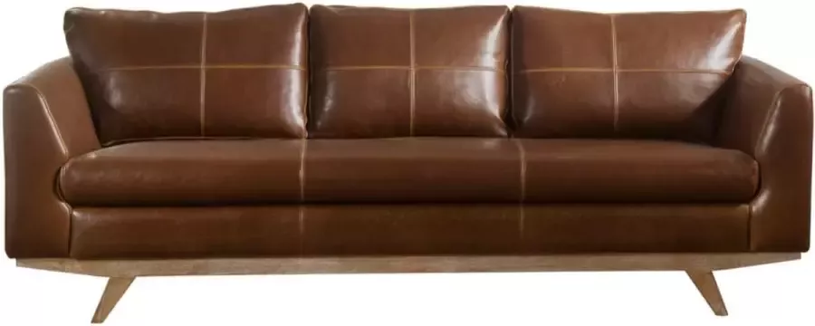 Vente-unique Driezitsbank ALEGAN van lived-in leer bruin L 213 cm x H 82 cm x D 90 cm - Foto 3