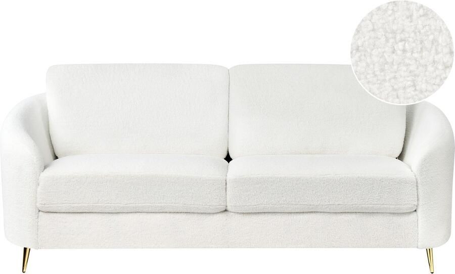 Beliani Bank TROSA Bouclé Wit 3-zitter