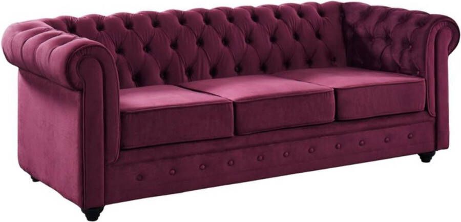 Vente-unique Driezitsbank CHESTERFIELD velours paars L 205 cm x H 72 cm x D 88 cm - Foto 2