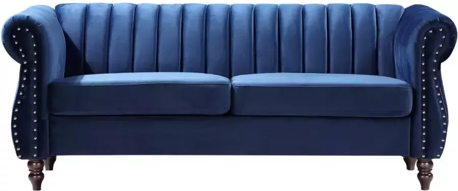 Vente-unique Driezitsbank chesterfield in koningsblauw fluweel TRUMBO L 195 cm x H 77 cm x D 78 cm - Foto 2