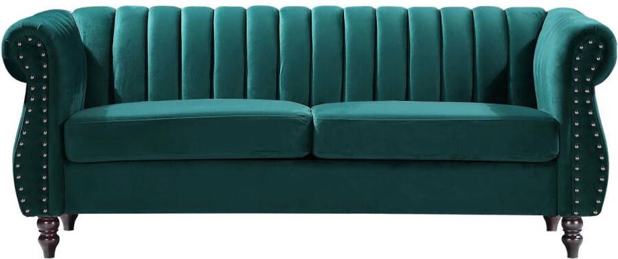 Driezitsbank chesterfield in smaragdgroene fluweel TRUMBO L 195 cm x H 77 cm x D 78 cm