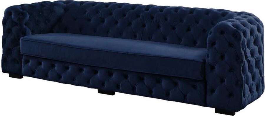 Vente-unique Driezitsbank chesterfield STANLEY Fluweel nachtblauw L 237 cm x H 68 cm x D 97 cm - Foto 2