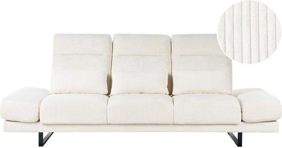 Beliani IKAST- Driezitsbank Lichtbeige Corduroy