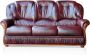 Driezitsbank DAPHNE van 100% buffel leer bordeaux rood L 183 cm x H 97 cm x D 91 cm - Thumbnail 1