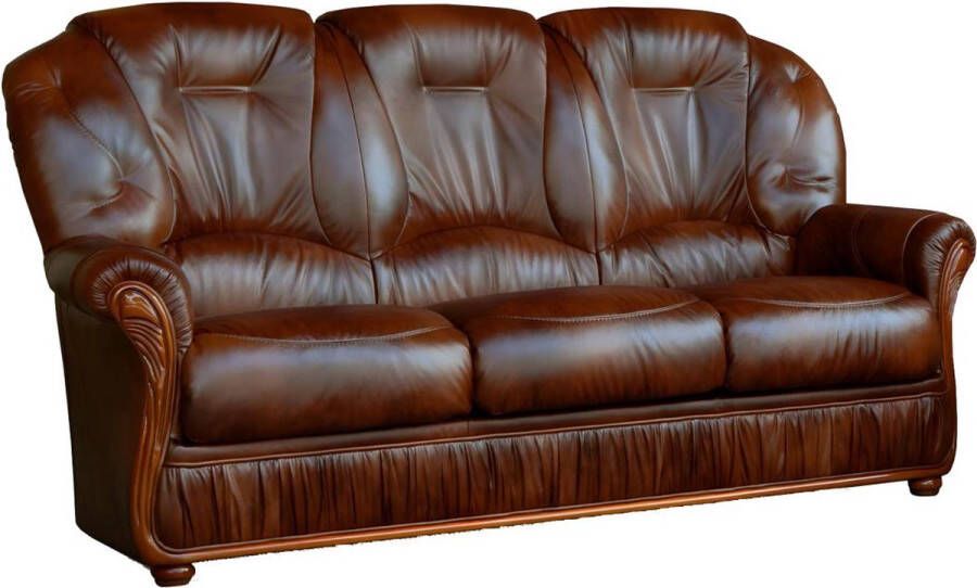 Vente-unique Driezitsbank DAPHNE van 100% buffel leer bruin L 183 cm x H 97 cm x D 91 cm - Foto 3