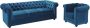 Driezitsbank en fauteuil CHESTERFIELD fluweel eend blauw L 205 cm x H 72 cm x D 88 cm - Thumbnail 2