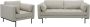 Maison Céphy Driezitsbank en fauteuil van beige stof met metalen poten ISABELLA L 189 cm x H 83 cm x D 89 cm - Thumbnail 2