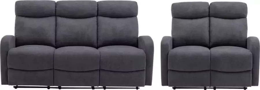 Vente-unique Driezitsbank en tweezitsbank van grijze stof EVELYN L 180 cm x H 100 cm x D 95 cm