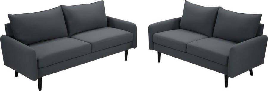 Vente-unique Driezitsbank en tweezitsbank van stof HALIA Grijs L 175 cm x H 83 cm x D 81 cm