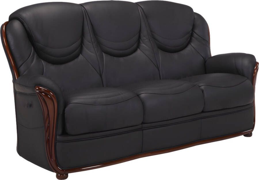 Driezitsbank + fauteuil 100% buffelleer ADELEIDE Zwart L 192 cm x H 103 cm x D 92 cm