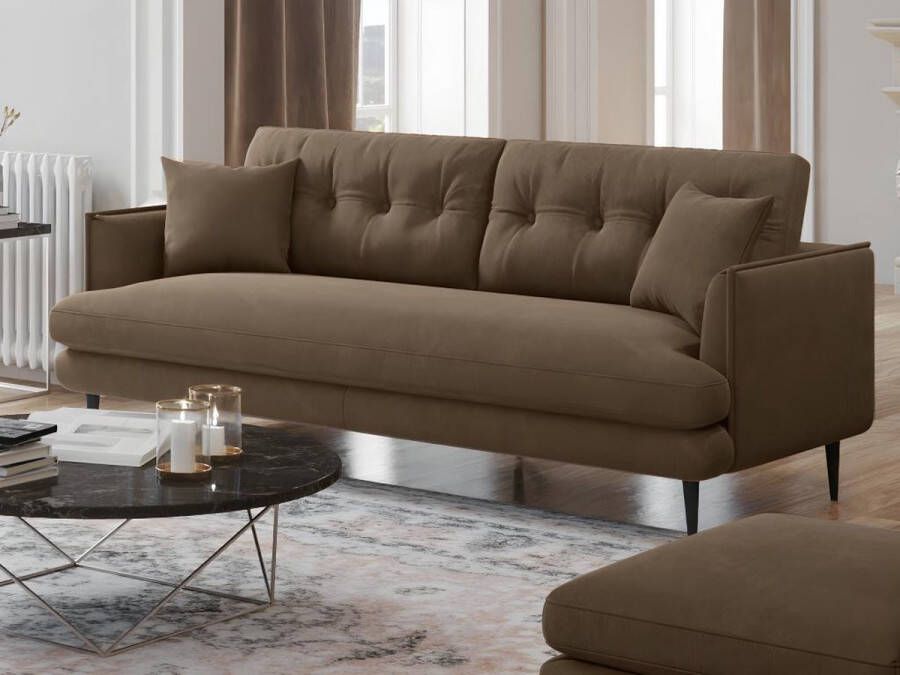 Driezitsbank GANESH van microvezel met lived-in leerlook L 200 cm x H 83 cm x D 92 cm