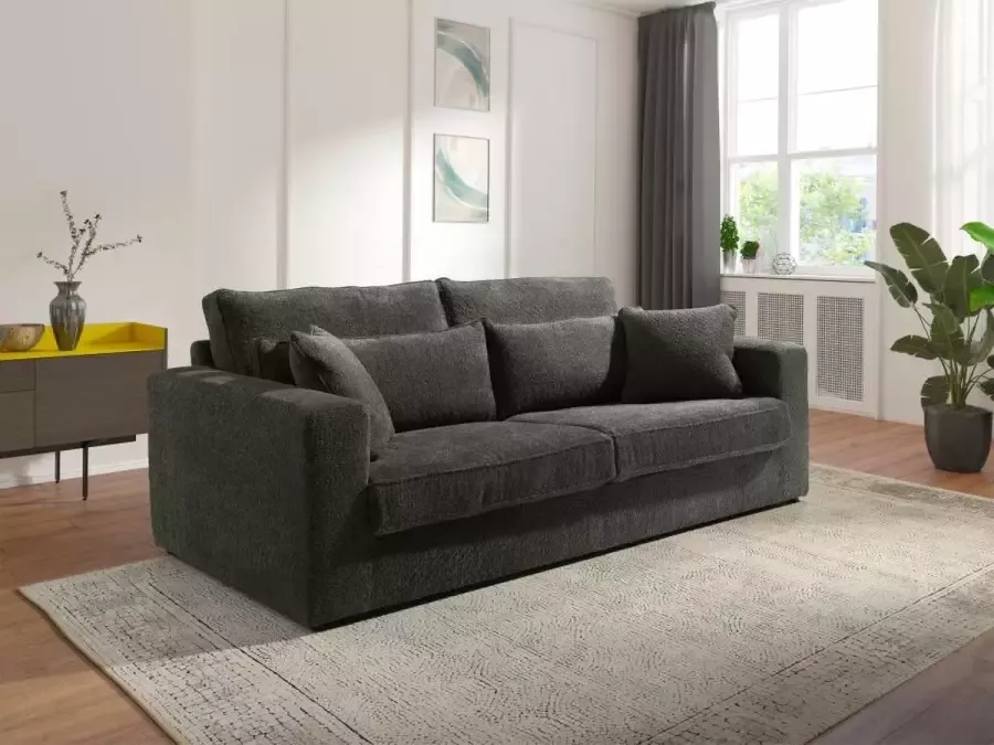 Vente-unique Driezitsbank in grijze teddy stof MONDOVI L 217 cm x H 90 cm x D 103 cm - Foto 2