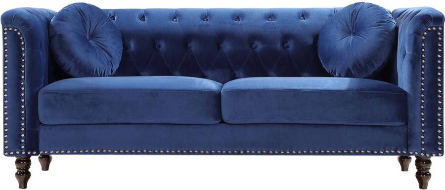 Vente-unique Driezitsbank in koningsblauw fluweel TURNER L 190 cm x H 79 cm x D 77 cm - Foto 2