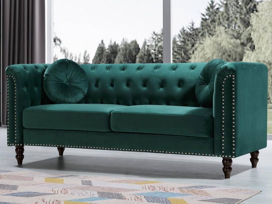 Vente-unique Driezitsbank in smaragdgroene fluweel TURNER L 190 cm x H 79 cm x D 77 cm - Foto 3