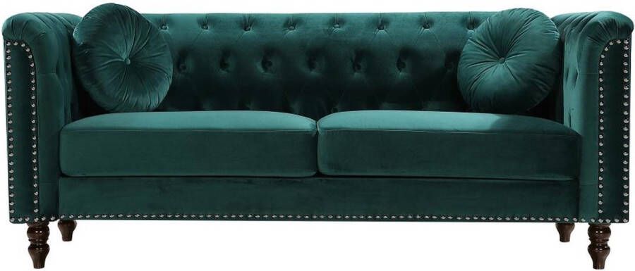 Vente-unique Driezitsbank in smaragdgroene fluweel TURNER L 190 cm x H 79 cm x D 77 cm - Foto 2