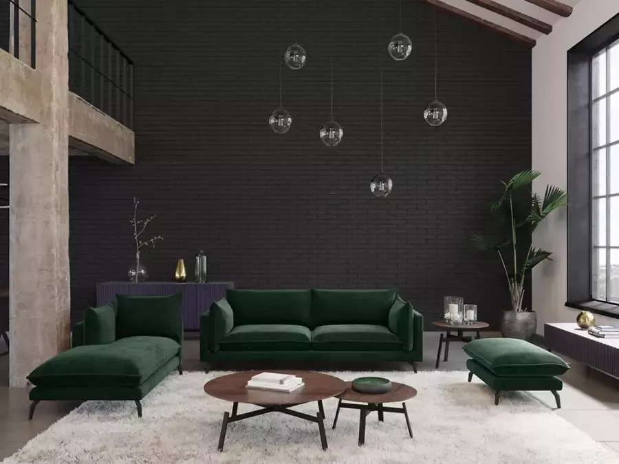 Pascal Morabito Driezitsbank KESTREL van velours Groen van L 209 cm x H 85 cm x D 87 cm - Foto 4