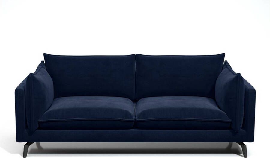 Pascal Morabito Driezitsbank KESTREL van velours Nachtblauw van L 209 cm x H 85 cm x D 87 cm