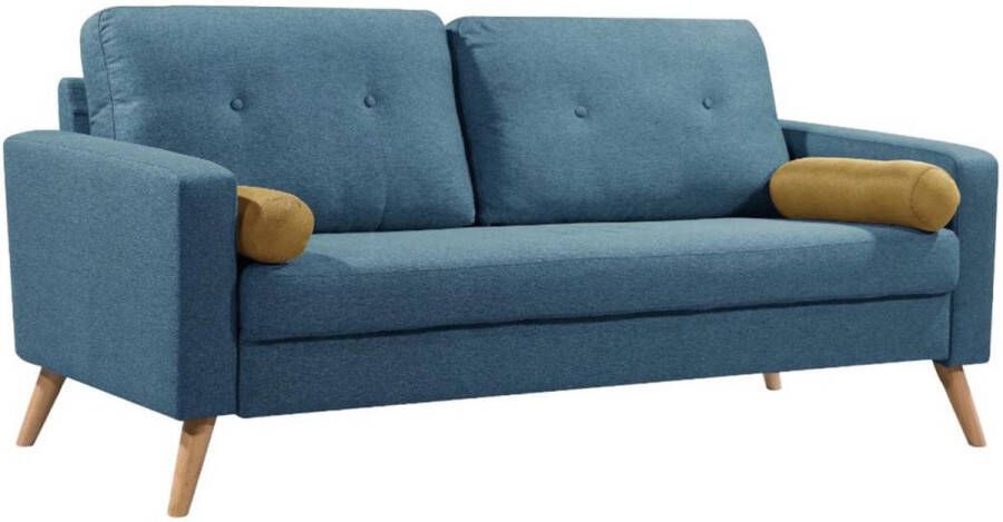 Vente-unique Driezitsbank TATUM van stof Blauw L 182 cm x H 83 cm x D 81 cm - Foto 4