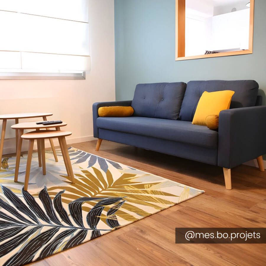 Vente-unique Driezitsbank TATUM van stof Blauw L 182 cm x H 83 cm x D 81 cm - Foto 5