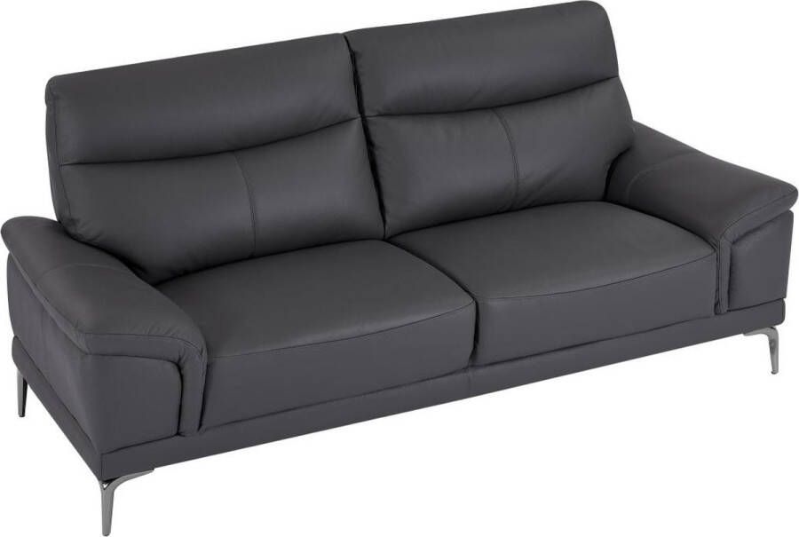 Vente-unique LINEA SOFA Driezitsbank van antracietgrijs leer ATESSO L 207 cm x H 92 cm x D 93 cm