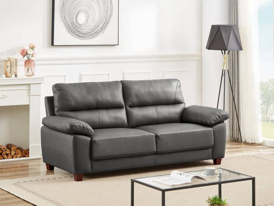 LINEA SOFA Driezitsbank van antracietgrijs leer TASANI L 205 cm x H 95 cm x D 92 cm - Foto 2