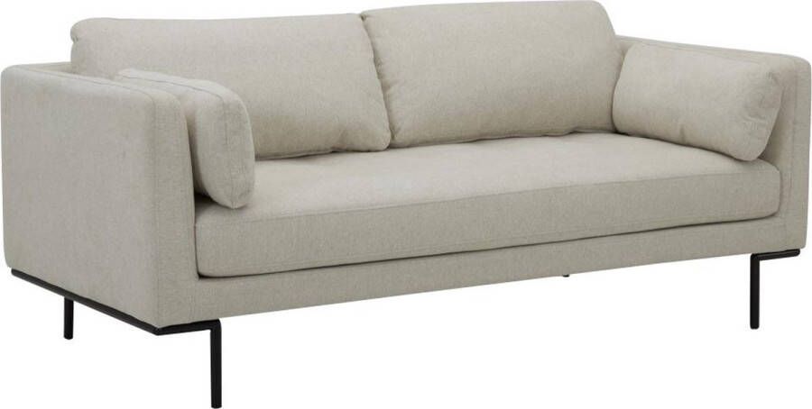 Vente-unique Driezitsbank van beige stof en metalen poten ISABELLA van Maison Céphy L 189 cm x H 83 cm x D 89 cm - Foto 2