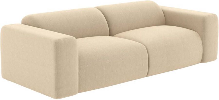 Vente-unique Maison Céphy Driezitsbank van beige stof met textuur POGNI van Maison Céphy L 205 cm x H 73 cm x D 97 cm - Foto 3