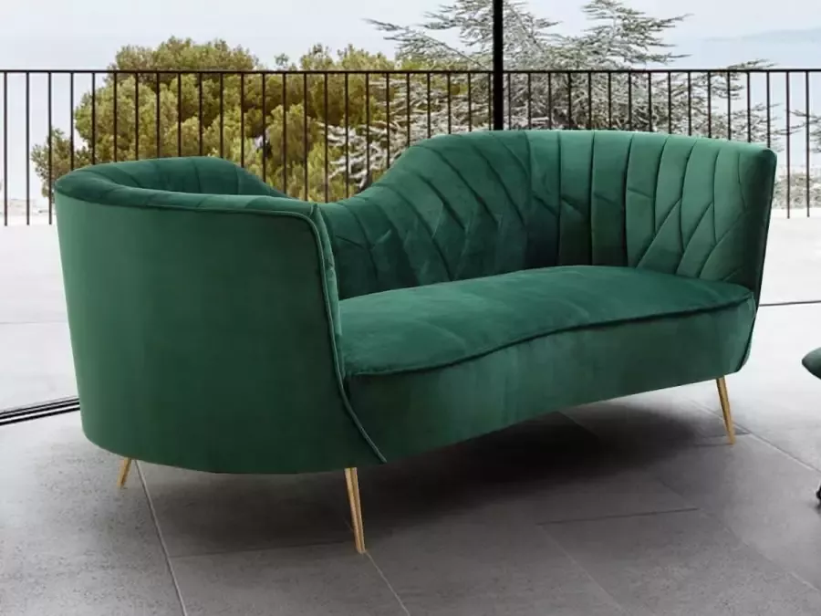 Pascal Morabito Driezitsbank van fluweel ADELE Donkergroen van L 198 cm x H 80 cm x D 85 cm - Foto 2