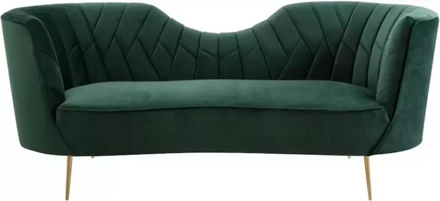 Pascal Morabito Driezitsbank van fluweel ADELE Donkergroen van L 198 cm x H 80 cm x D 85 cm