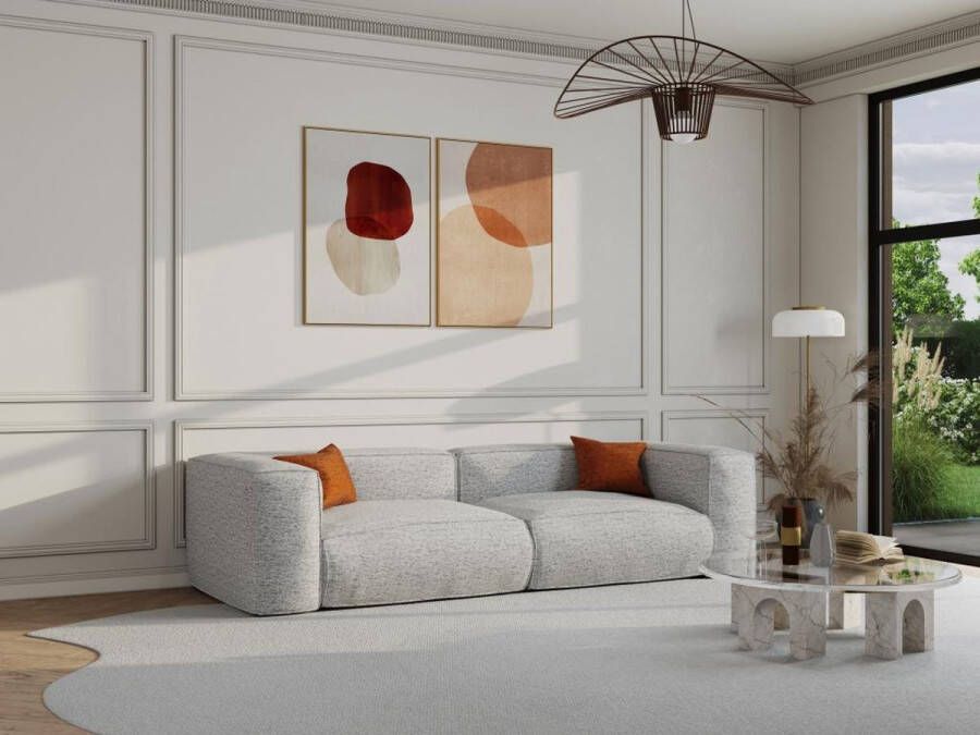 Maison Céphy Driezitsbank van grijs gechineerde stof LELIO van L 230 cm x H 67 cm x D 102 cm - Foto 2