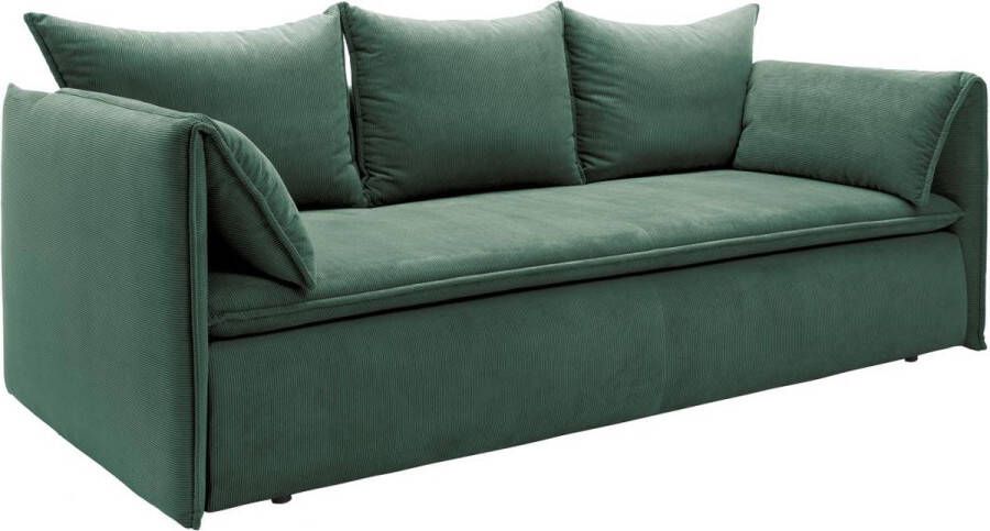Vente-unique Driezitsbank van groen ribfluweel TEODORA L 218 cm x H 89 cm x D 105 cm - Foto 2