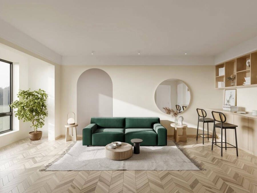 Vente-unique Driezitsbank van groen velours OTRANO L 222 cm x H 79 cm x D 95 cm - Foto 2