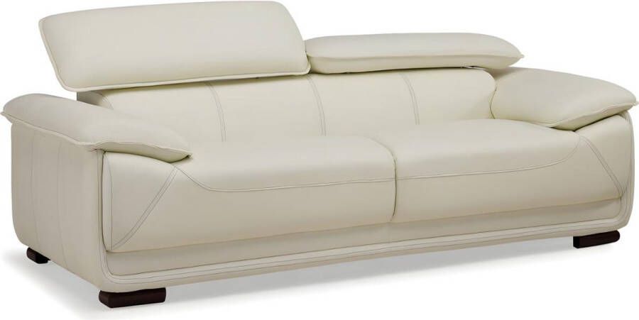 Vente-unique Driezitsbank van leer MACELO Ivoor wit L 204 cm x H 75 cm x D 97 cm - Foto 2