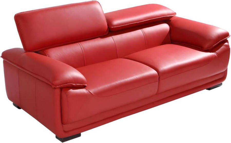 Vente-unique Driezitsbank van leer MACELO Rood L 204 cm x H 75 cm x D 97 cm - Foto 2