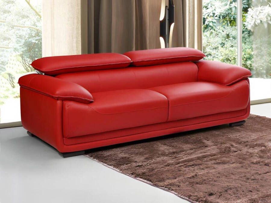 Vente-unique Driezitsbank van leer MACELO Rood L 204 cm x H 75 cm x D 97 cm
