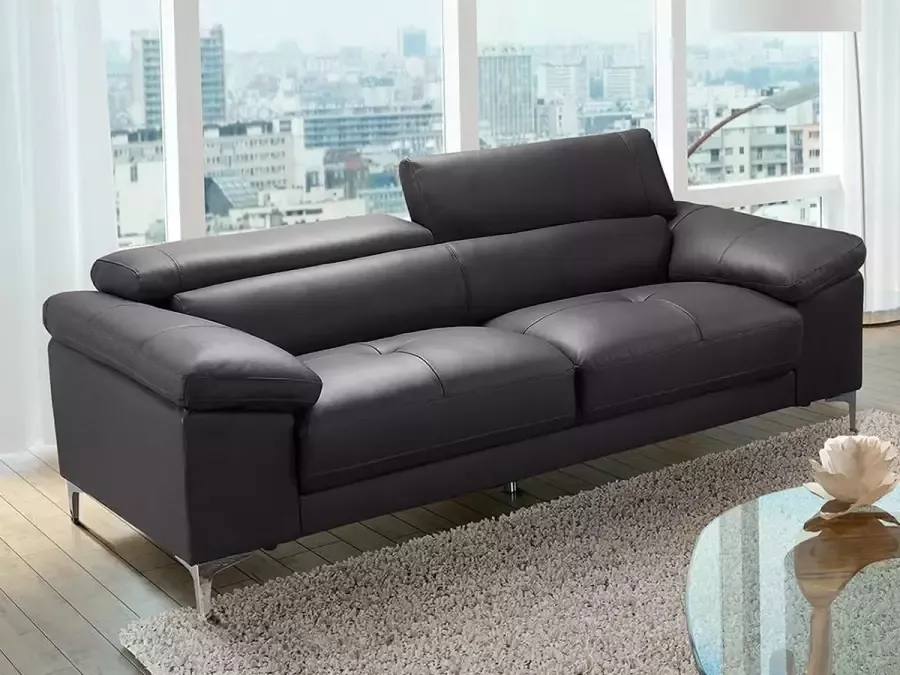 Vente-unique LINEA SOFA Driezitsbank van leer SOLANGE Antraciet L 210 cm x H 90 cm x D 103 cm - Foto 4