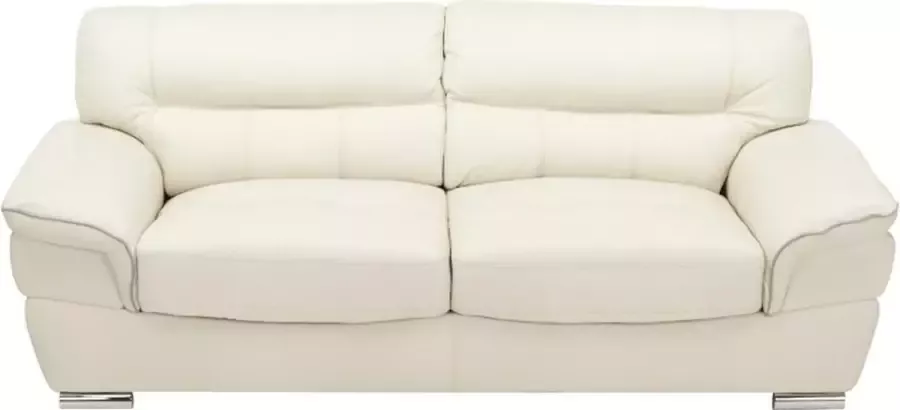 Vente-unique LINEA SOFA Driezitsbank van leer THIBAULT ivoor L 210 cm x H 87 cm x D 93 cm - Foto 4