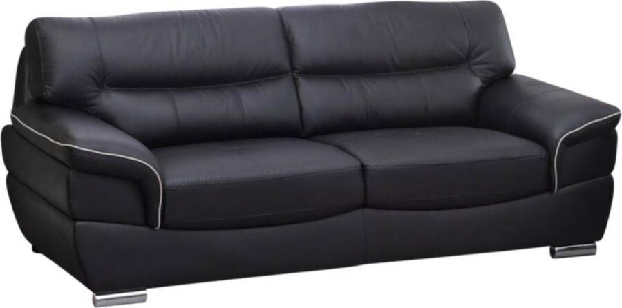 Vente-unique LINEA SOFA Driezitsbank van leer THIBAULT zwart L 210 cm x H 87 cm x D 93 cm - Foto 3